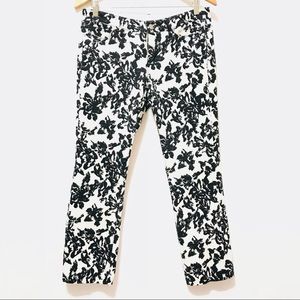 Ann Taylor Jeans Size 8 Black Floral Slim Straight